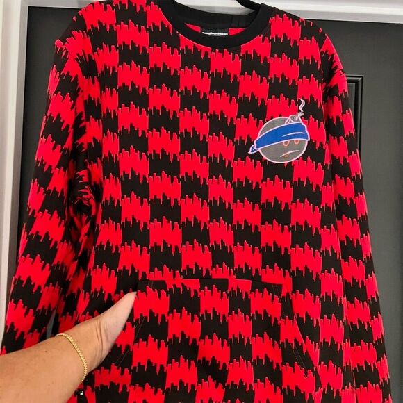 The Hundreds Other - The Hundreds Men's Red Houndstooth Crewneck Sweatshirt Size L